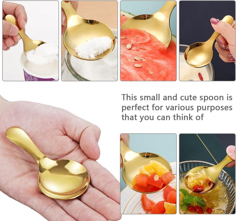 ICSTM Small Scoops for Canisters,4 Pcs Coffee Scoops,Short Handle Spoons for Salt Sugar Condiments Coffee Tea Dessert (Gold) - Image 2